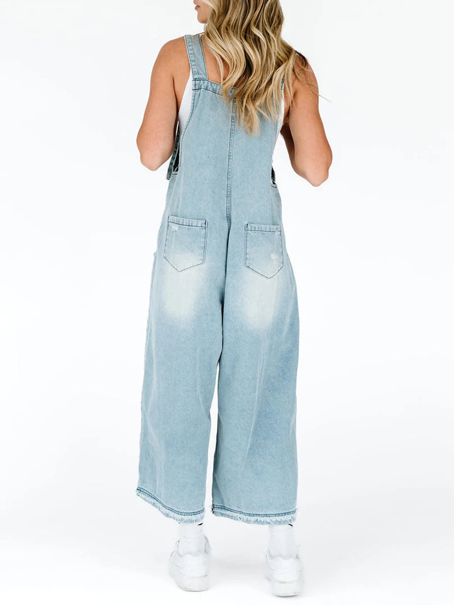 Hazel Washed Denim Overalls