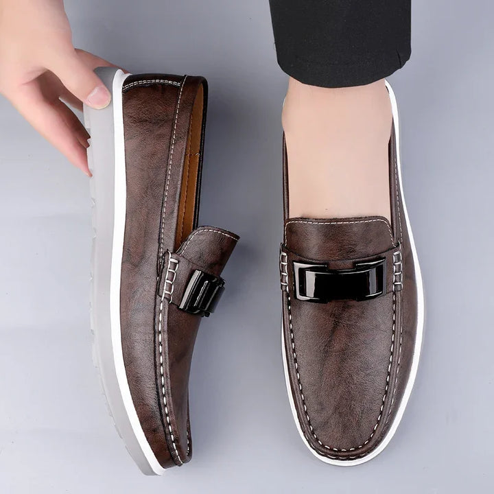 Kelvon Buckle Leather Loafers
