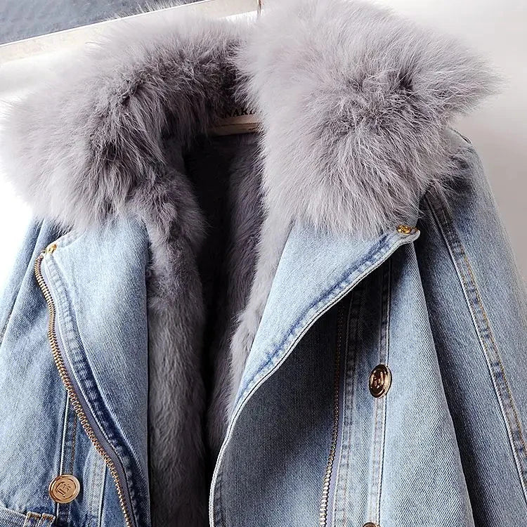 Roxanne Fox Fur Denim Jacket