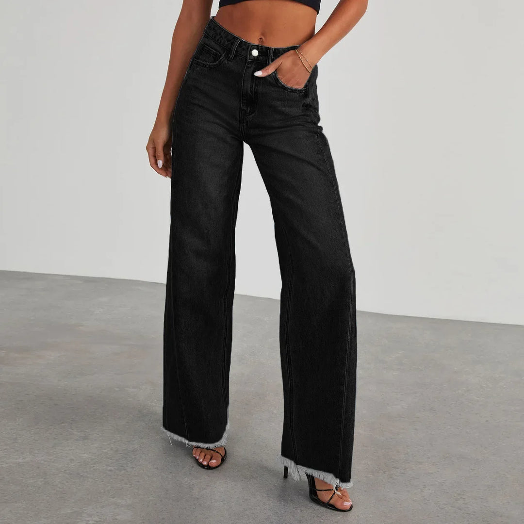 Madison Wide Frayed Hem Jeans