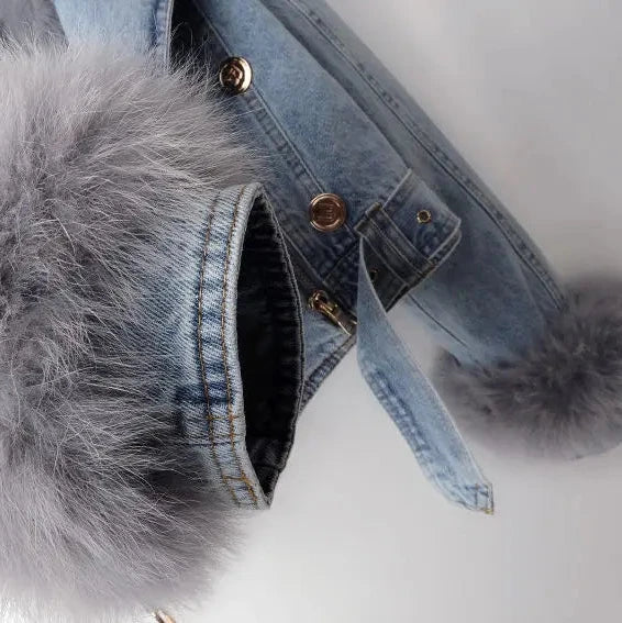 Roxanne Fox Fur Denim Jacket