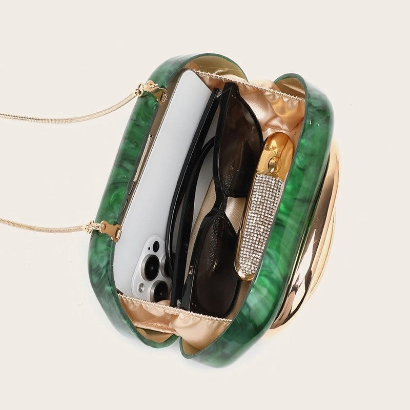 Acrylic Sculpted Chain Evening Bag