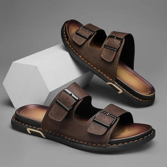 Arvion Double Buckle Slide Sandals
