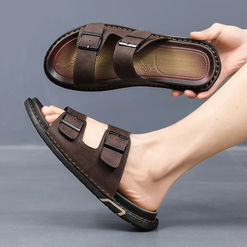 Arvion Double Buckle Slide Sandals