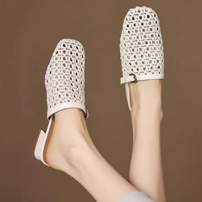 Avira Woven Square-Toe Slide Mule