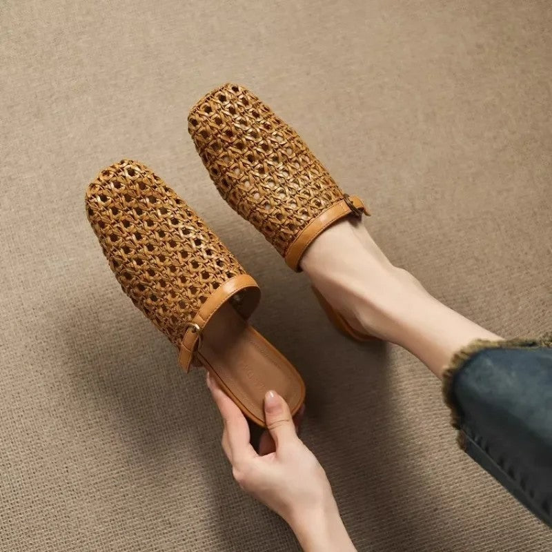 Avira Woven Square-Toe Slide Mule