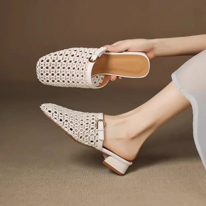 Avira Woven Square-Toe Slide Mule