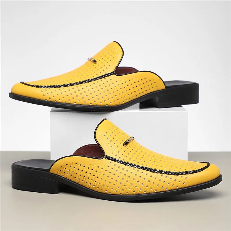 Vistaro Perforated Slip-On Mule Loafers
