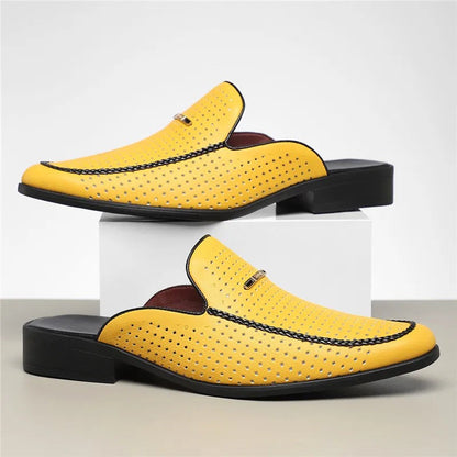 Vistaro Perforated Slip-On Mule Loafers