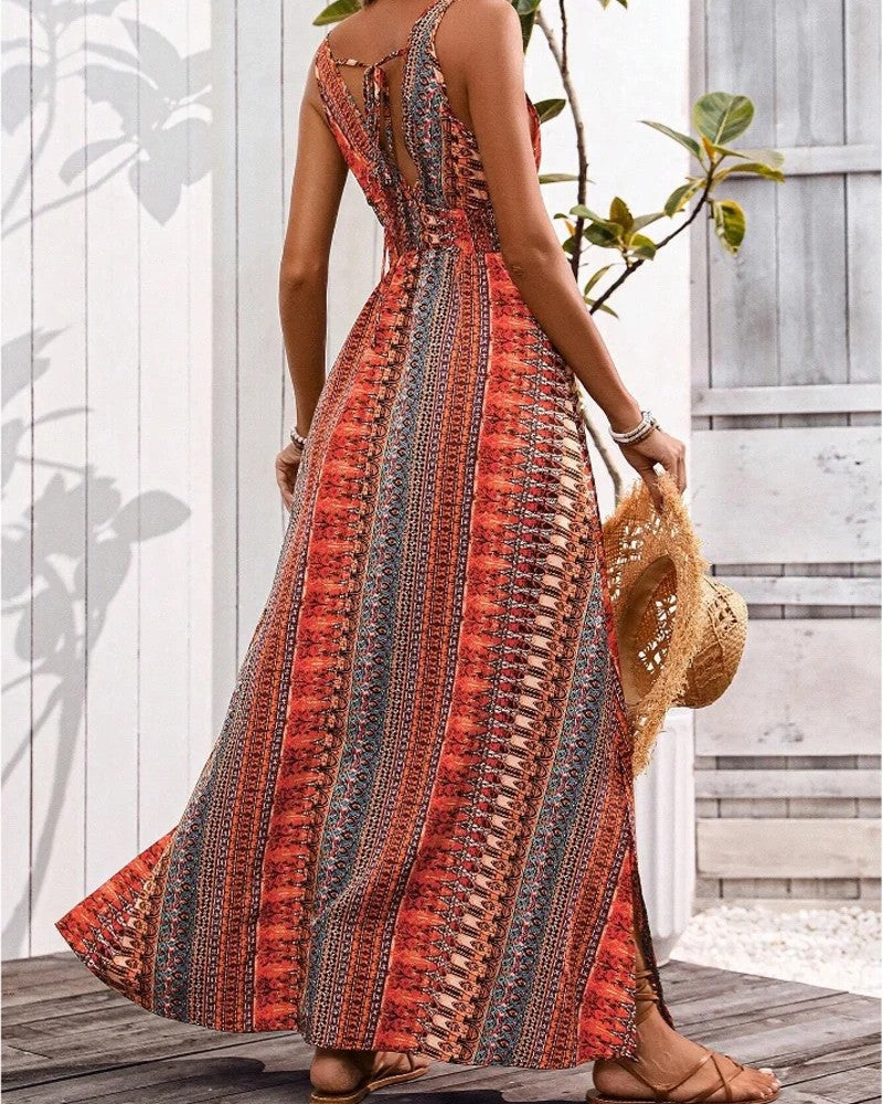 Bohemian V-Neck Maxi Dress