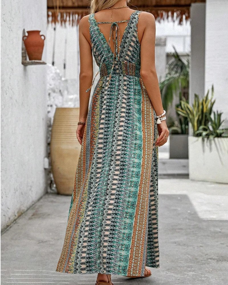 Bohemian V-Neck Maxi Dress