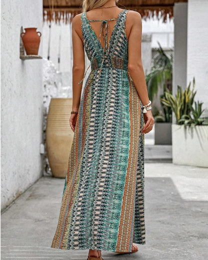 Bohemian V-Neck Maxi Dress