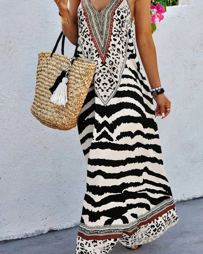 Boho Animal Print Maxi Dress