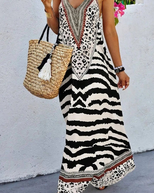 Boho Animal Print Maxi Dress