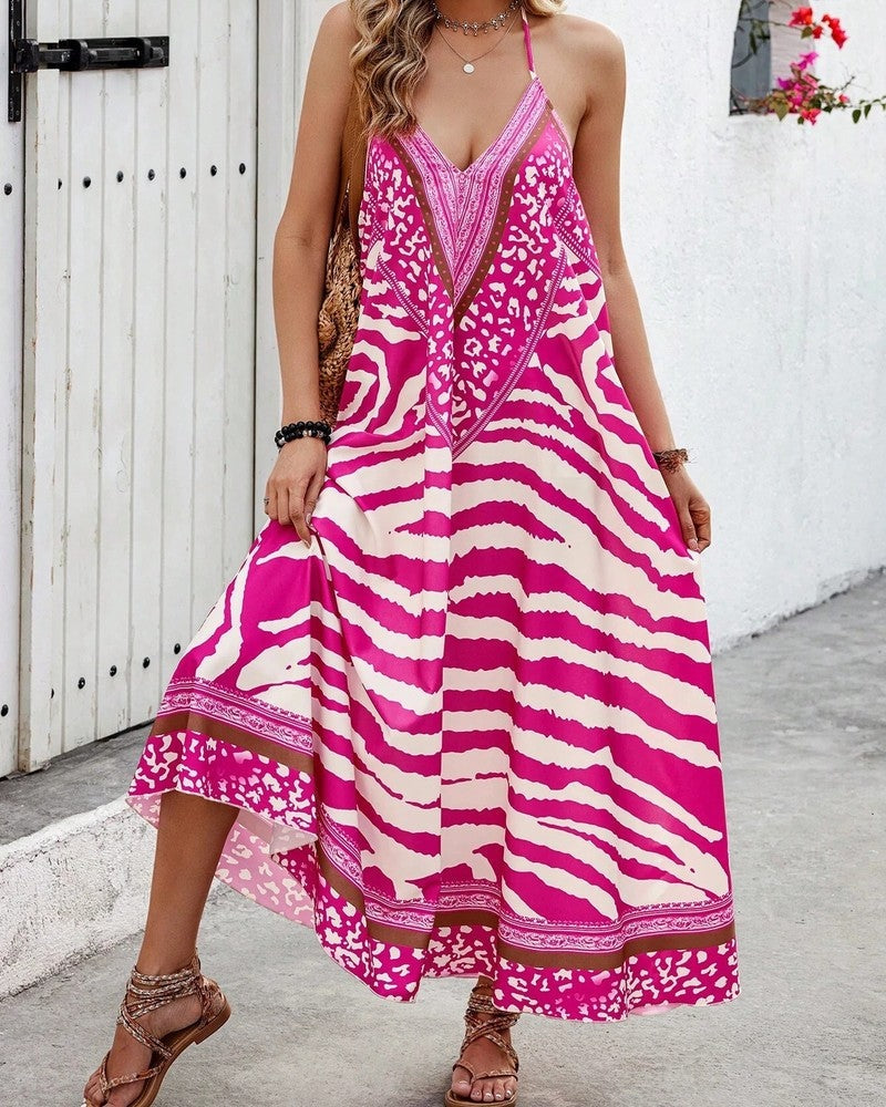 Boho Animal Print Maxi Dress