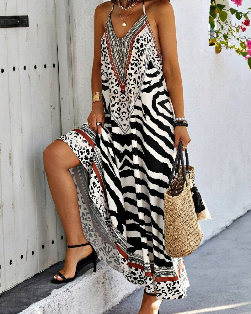 Boho Animal Print Maxi Dress