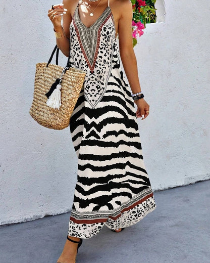 Boho Animal Print Maxi Dress