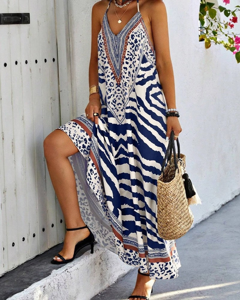 Boho Animal Print Maxi Dress