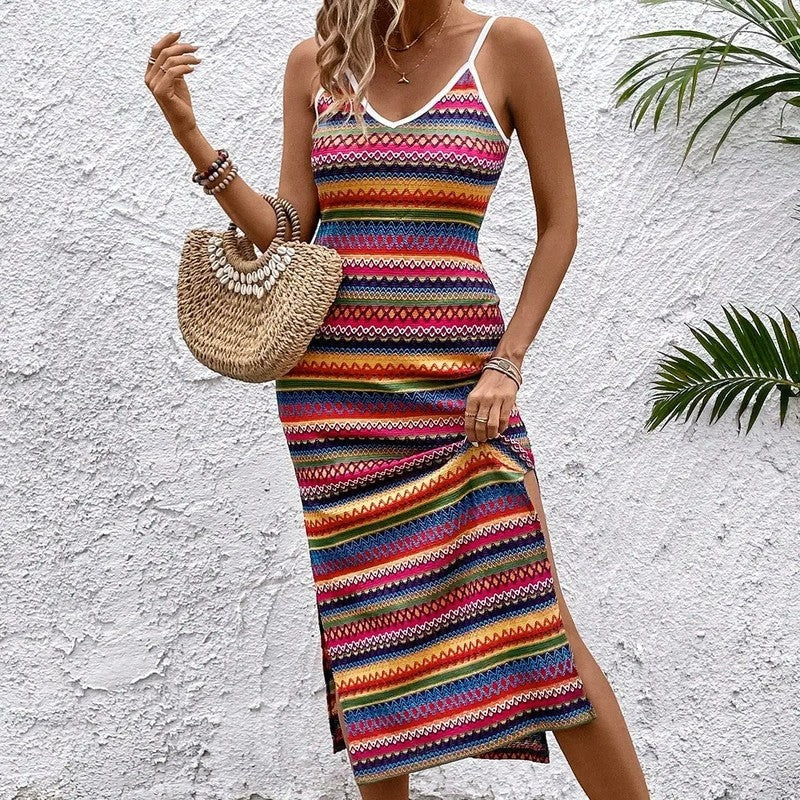 Boho Knit Midi Slip Dress
