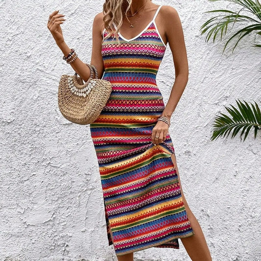 Boho Knit Midi Slip Dress