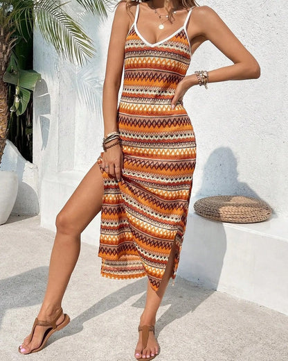 Boho Knit Midi Slip Dress