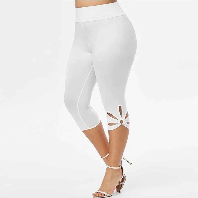 Plus Size Capri Cutout Stretch Cropped Leggings