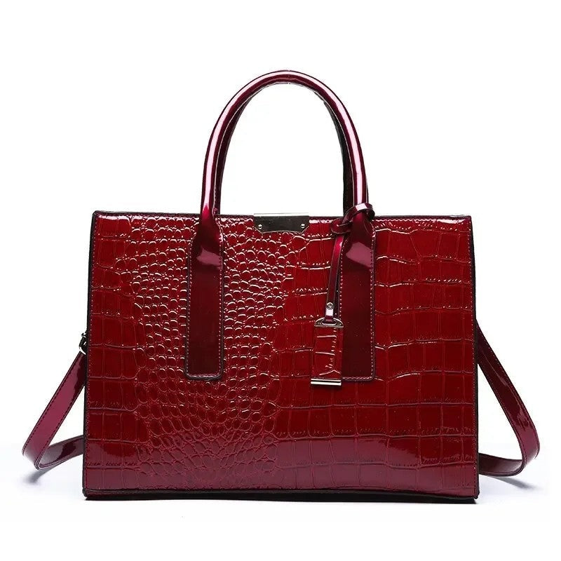 Croc Embossed Structured Tote Bag