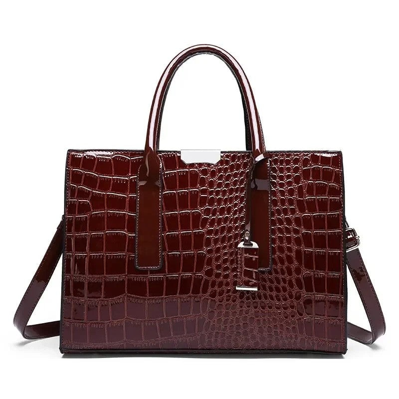 Croc Embossed Structured Tote Bag