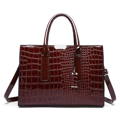 Croc Embossed Structured Tote Bag