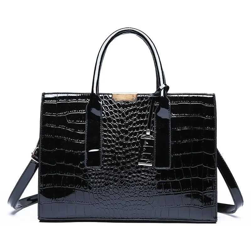 Croc Embossed Structured Tote Bag