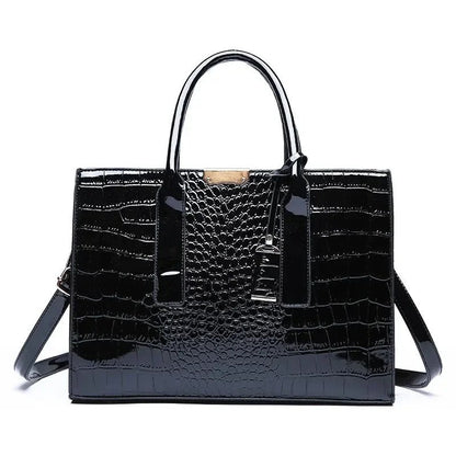 Croc Embossed Structured Tote Bag