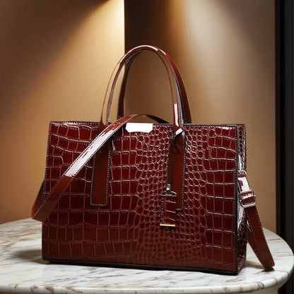 Croc Embossed Structured Tote Bag