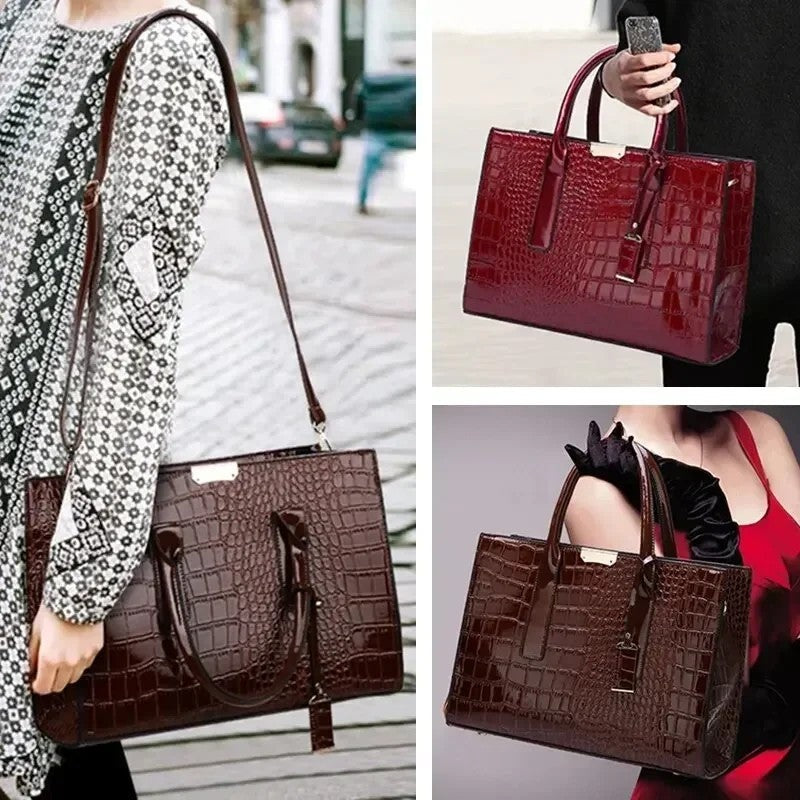 Croc Embossed Structured Tote Bag