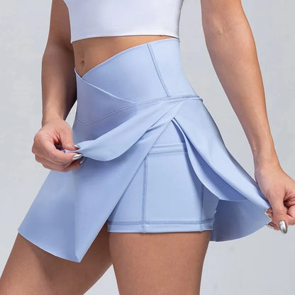 Crossover High-Waist Skort Shorts