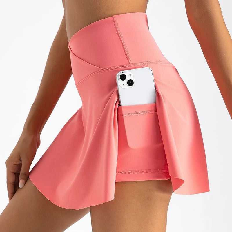 Crossover High-Waist Skort Shorts