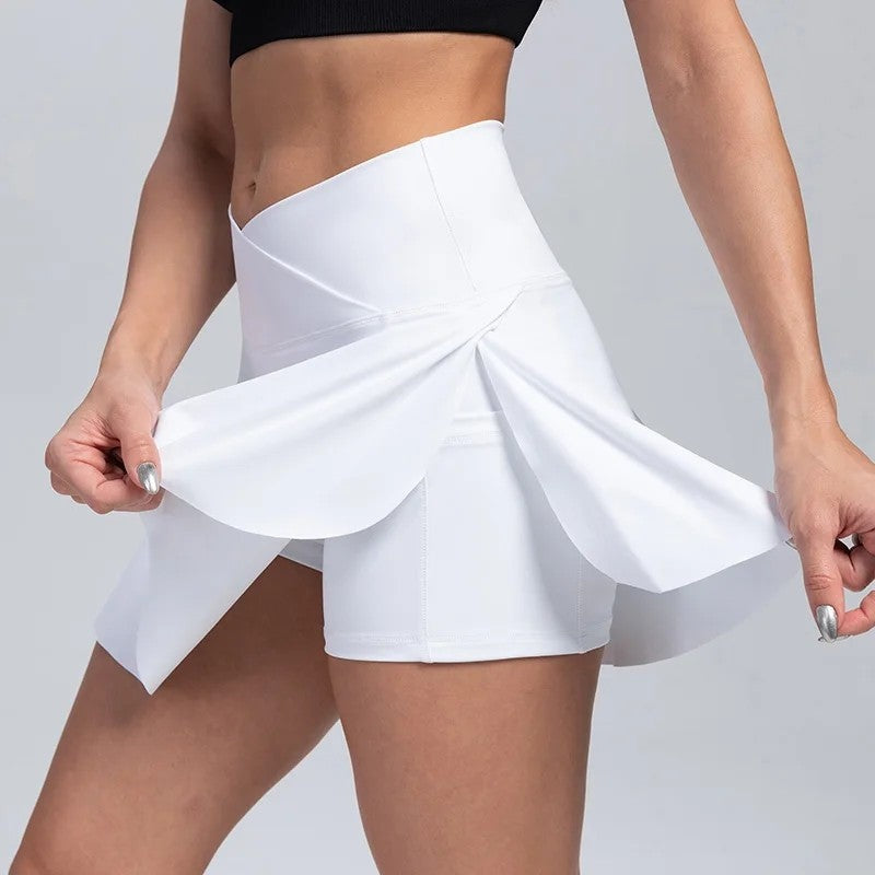 Crossover High-Waist Skort Shorts