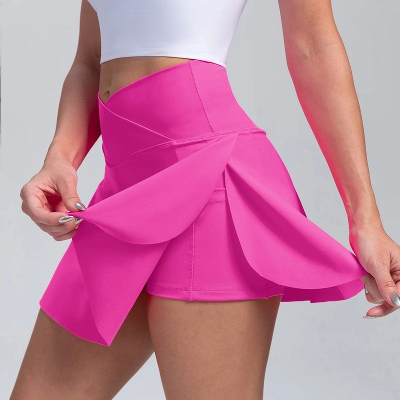 Crossover High-Waist Skort Shorts