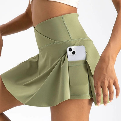 Crossover High-Waist Skort Shorts
