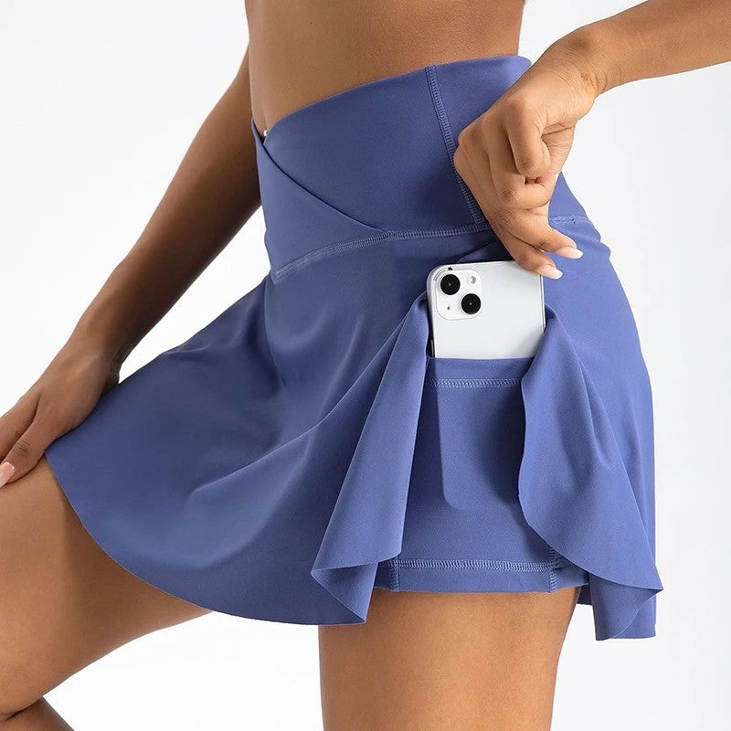 Crossover High-Waist Skort Shorts