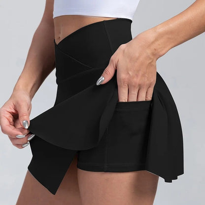 Crossover High-Waist Skort Shorts