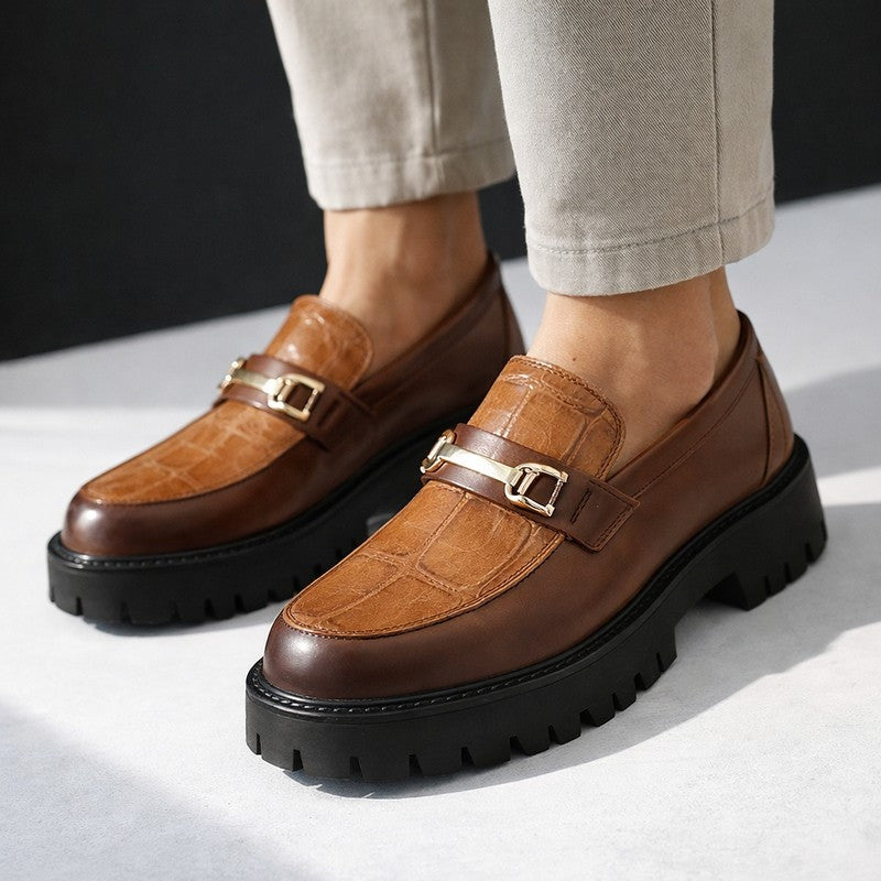 Dervino Croc Embossed Chunky Loafers