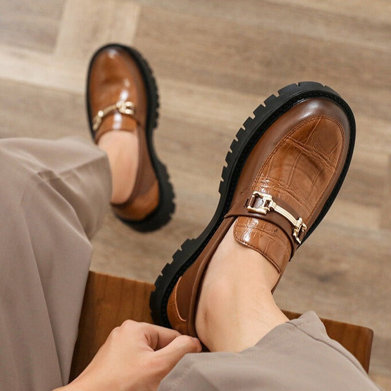 Dervino Croc Embossed Chunky Loafers