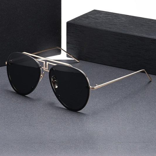 Enzaro Geometric Metal Frame Sunglasses