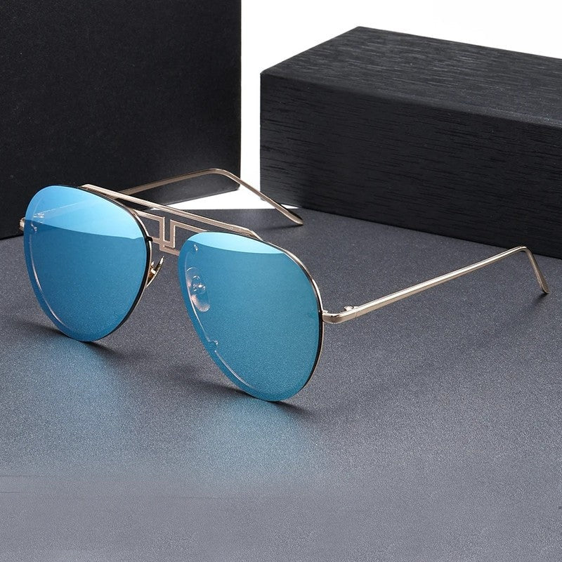 Enzaro Geometric Metal Frame Sunglasses