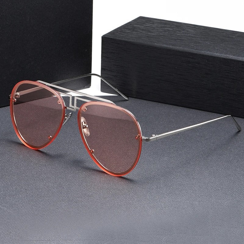 Enzaro Geometric Metal Frame Sunglasses