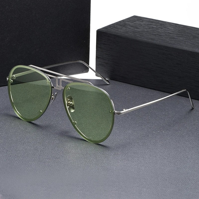 Enzaro Geometric Metal Frame Sunglasses