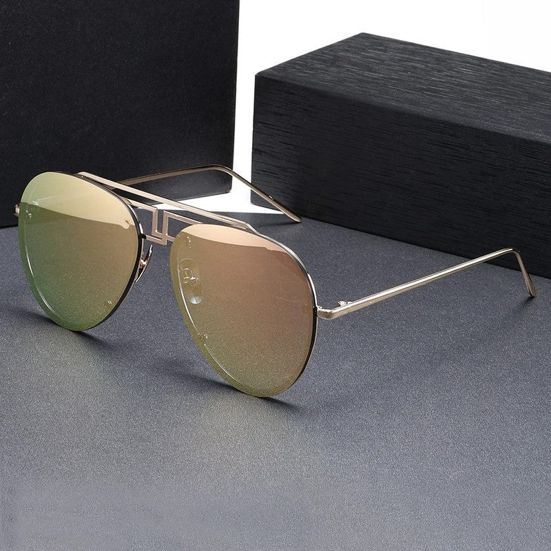 Enzaro Geometric Metal Frame Sunglasses