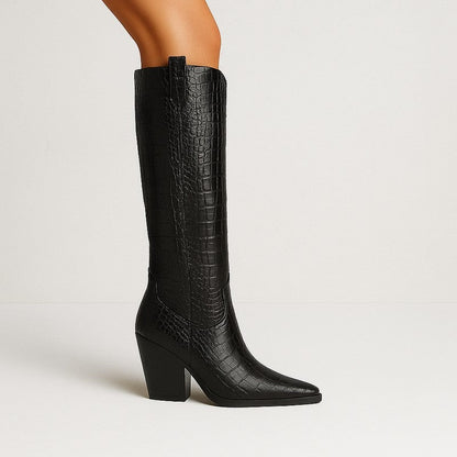 Ferani Western Embossed Knee-High Boots