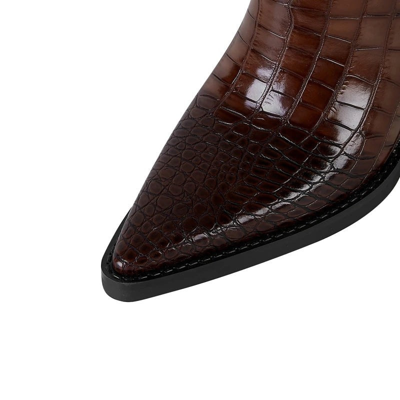 Ferani Western Embossed Knee-High Boots