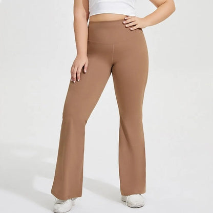 Plus Size Flared High-Waist Stretch Yoga Pants